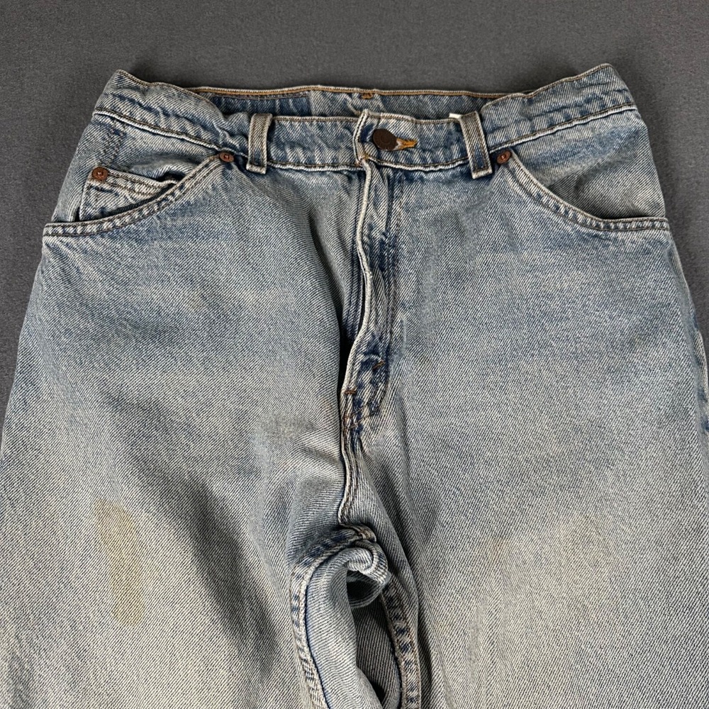 Vtg 90s Levis Jeans Womens 11 Jr Relaxed Fit Tapered Leg Light Wash Stained USA - Picture 4 of 14